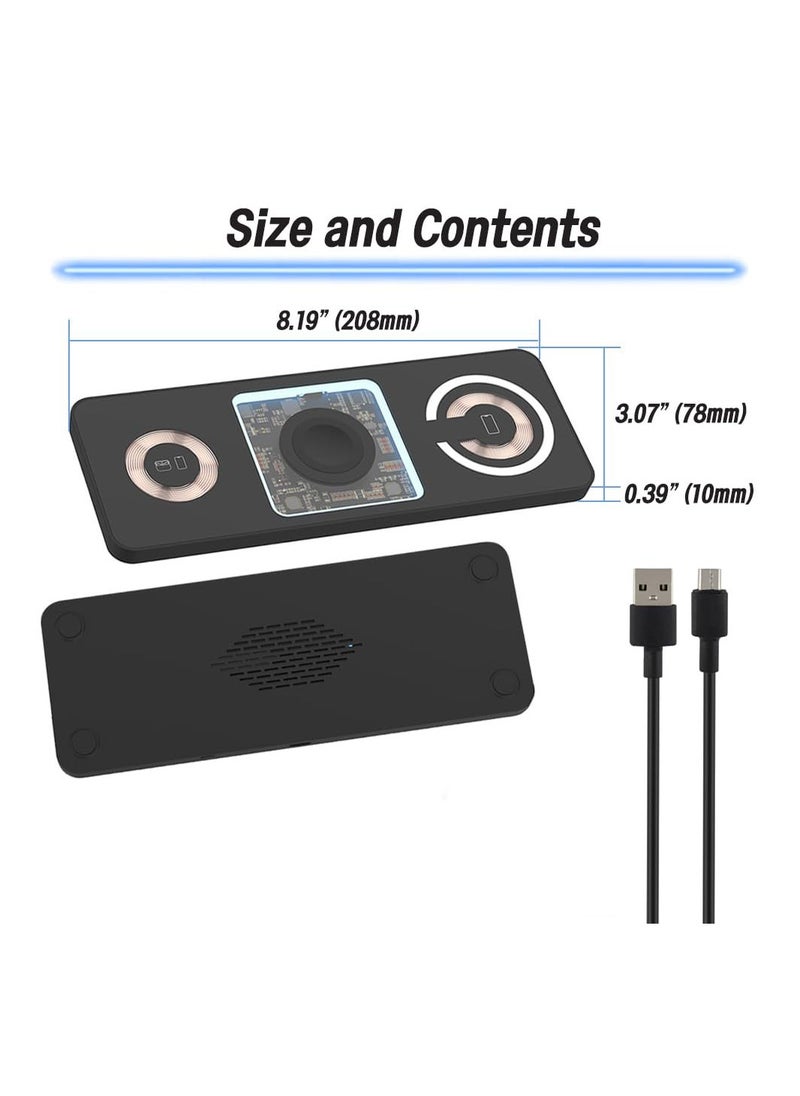 SYOSI - 3 In 1 Wireless Fast Charging Station, Dock Magnetic Transparent See Through Coil Pcb Design Slim, Fit for Iphone, Airpods, Apple Watch, Compatible with Multi Device Androids Samsung - Image 1