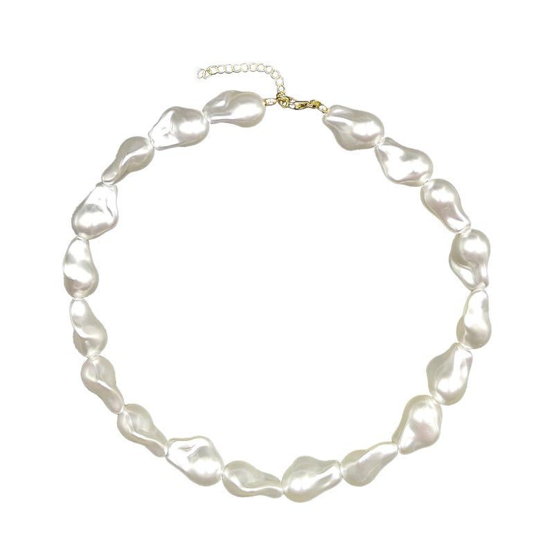 Aktully Pearl Necklaces for Women Chunky Pearls Choker Necklaces Baroque Pearls Necklace Dainty White Pearls Beaded Necklace Vintage Pearls Charm Choker Necklace Birthday Wedding Jewelry for Women (Pearl) - Image 1