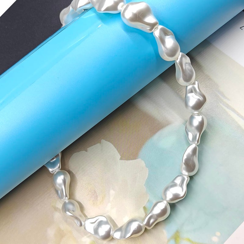 Aktully Pearl Necklaces for Women Chunky Pearls Choker Necklaces Baroque Pearls Necklace Dainty White Pearls Beaded Necklace Vintage Pearls Charm Choker Necklace Birthday Wedding Jewelry for Women (Pearl) - Image 5