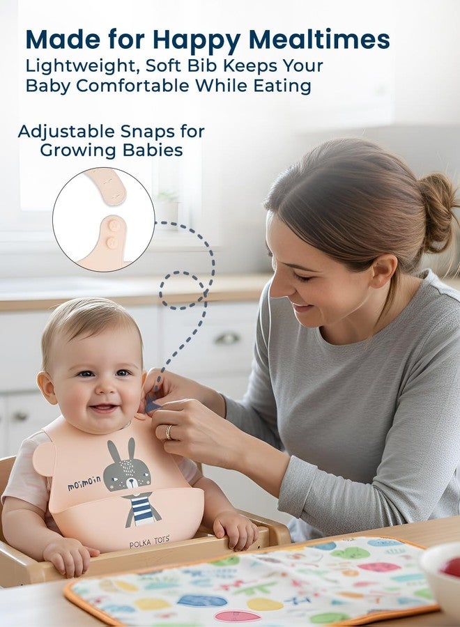 POLKA TOTS Waterproof Silicone Bibs with 6 Adjustable Snap Buttons, Super Absorbent, Soft, Comfortable & Lightweight for Feeding Infants & Baby Toddlers (Bunny, 4 Months to 3 Years) - Image 3