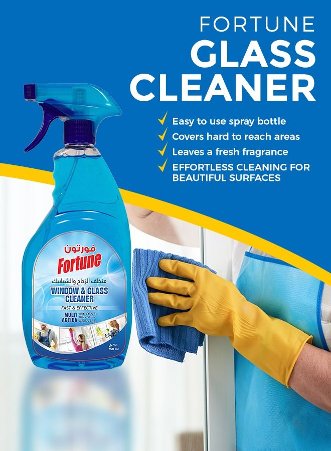 Fortune Home Cleaning Saver Bundle with Floor Cleaner Lavender 5 Litre Antiseptic Disinfectant Liquid 5 Ltr with Glass Cleaner 800 ml - Image 3