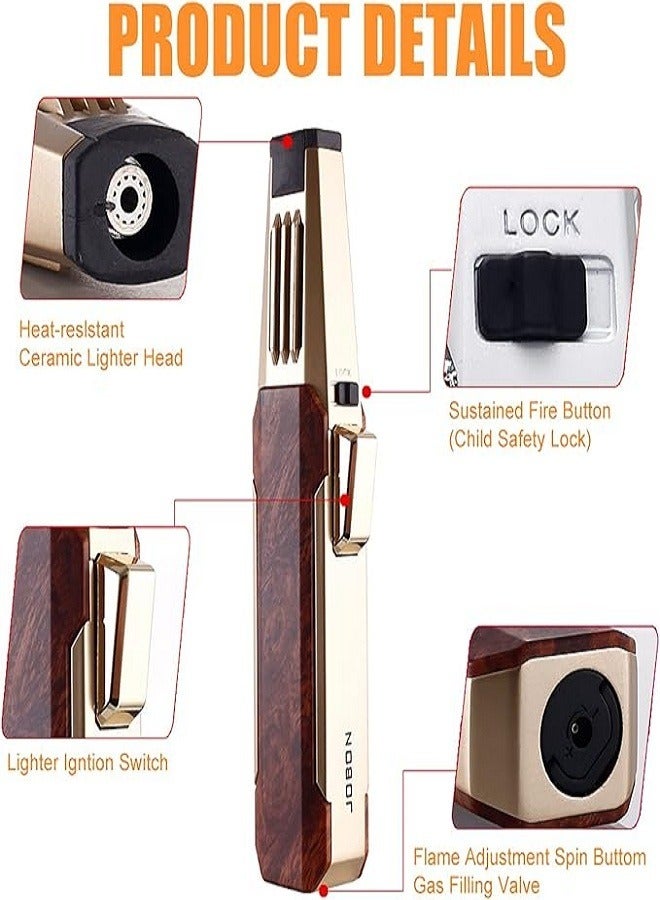 JOBON Refillable Butane Torch Lighter With Safety Lock for Kitchen Cooking Indoor Outdoor BBQ and Charcoal - Image 4