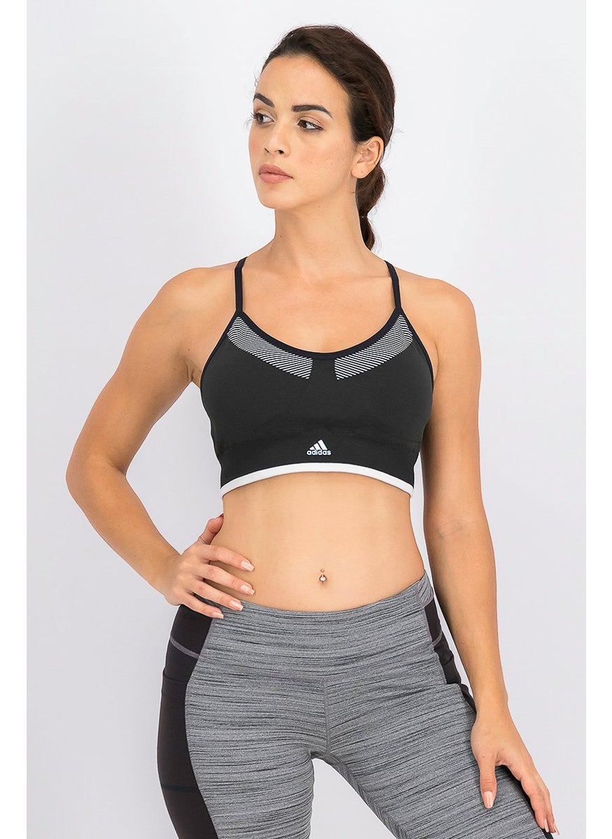 Adidas - Women All Me Primeknit Padded Bra, Black - Image 1