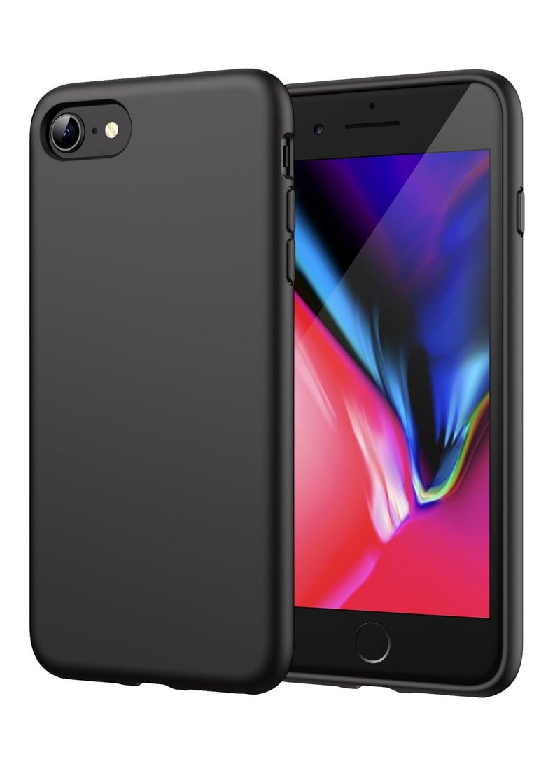 DUSALA iPhone SE Case 2022/2020, iPhone 8 Case, iPhone 7 Case, Liquid Silicone Phone Case for iPhone SE 8 7 4.7 Inch, Colorful Silky-Soft Protective Cover (Black) - Image 1