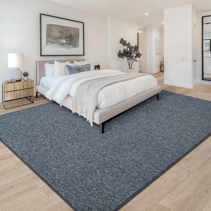 Chicrug Modern 3x5 Area Rugs for Bedroom Living Room, Memory Foam Low-plie Carpet Rug for Kids Playroom, Indoor Floor Rug for Bedside Dorm Dining Room Home Decor, Dark Blue and White - Image 3