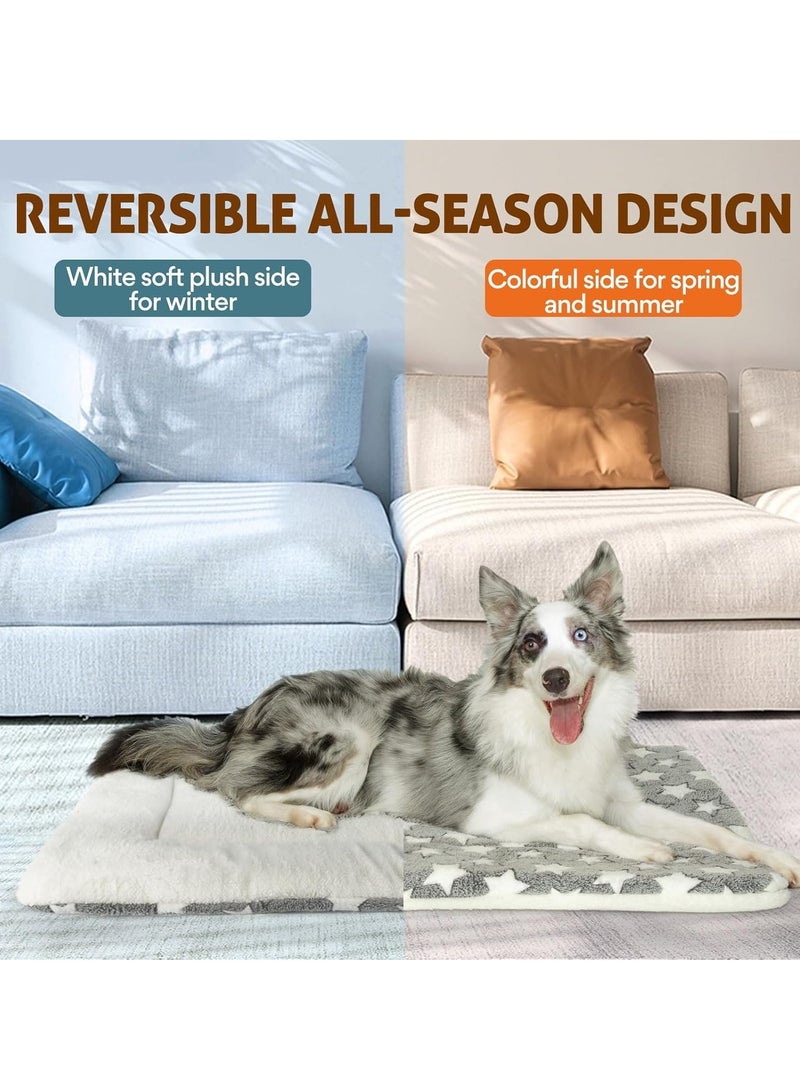 TRASSLE Dog Bed Crate Pad Ultra Soft Pet Bed with Star Print Washable Crate Mat for Large Medium Small Dogs Reversible Fleece Dog Crate Kennel Mat Cat Bed Liner - Image 5