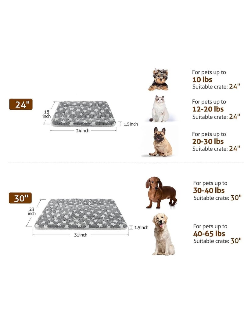 TRASSLE Dog Bed Crate Pad Ultra Soft Pet Bed with Star Print Washable Crate Mat for Large Medium Small Dogs Reversible Fleece Dog Crate Kennel Mat Cat Bed Liner - Image 2