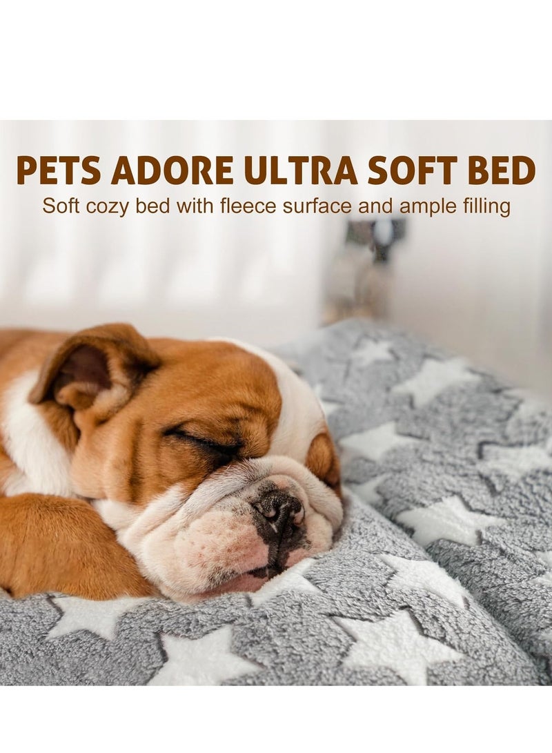 TRASSLE Dog Bed Crate Pad Ultra Soft Pet Bed with Star Print Washable Crate Mat for Large Medium Small Dogs Reversible Fleece Dog Crate Kennel Mat Cat Bed Liner - Image 4