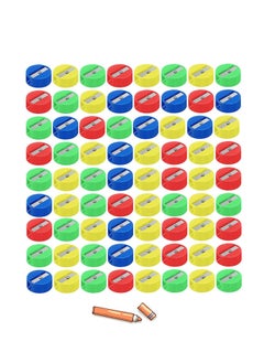 SYOSI 72 Pcs Pencil Sharpeners, Small Manual Pencil Sharpeners,  Mini Round Manual Sharpeners, Pocket Pencil Sharpener for Kids Adults Office School Home Supplies Goodie Bags and Gifts, Multicolor  - Image 1