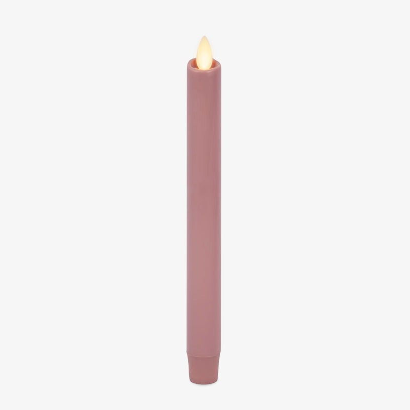 Luminara Flameless Candle Taper 1 x 95 Melted Top Real Wax Unscented Remote Ready Timer Blooming Mauve - Image 2