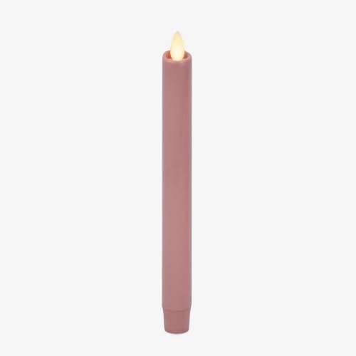 Luminara Flameless Candle Taper 1 x 95 Melted Top Real Wax Unscented Remote Ready Timer Blooming Mauve - Image 1
