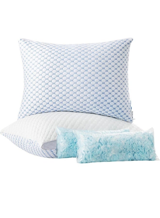 Denx 💤 Premium Cooling Pillow with Shredded Memory Foam Filling and Ice Silk Cover –Adjustable Support for Neck and Back Comfort – Breathable, Soft, and Perfect for All Sleeping Positions - Image 1