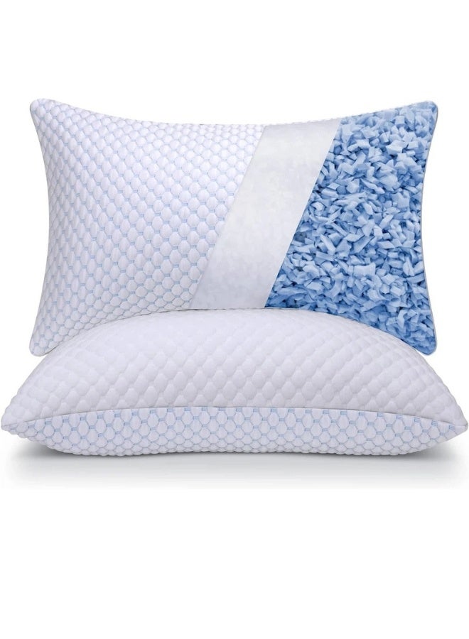 Denx 💤 Premium Cooling Pillow with Shredded Memory Foam Filling and Ice Silk Cover –Adjustable Support for Neck and Back Comfort – Breathable, Soft, and Perfect for All Sleeping Positions - Image 4