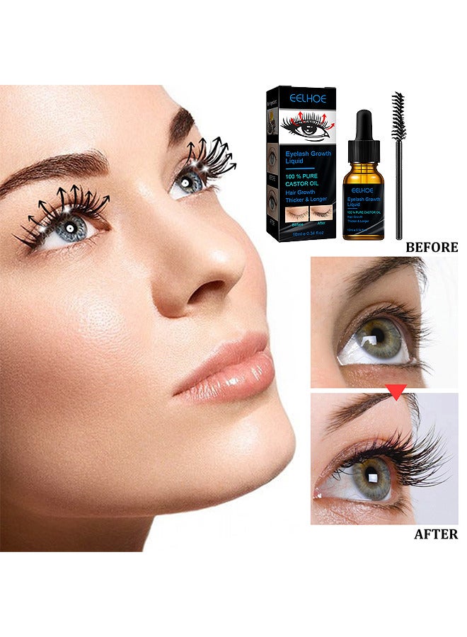 EELHOE Eyelash Growth Liquid 10ML, 100% Pure Organic Castor Oil Essence, Natural Eyebrows Eyelashes Extensions Enhancer Hair Skin Moisturizer - Image 5
