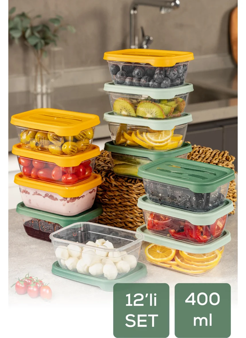 فينيف 12 400 ml Bono Rectangular Storage Container Set Colored