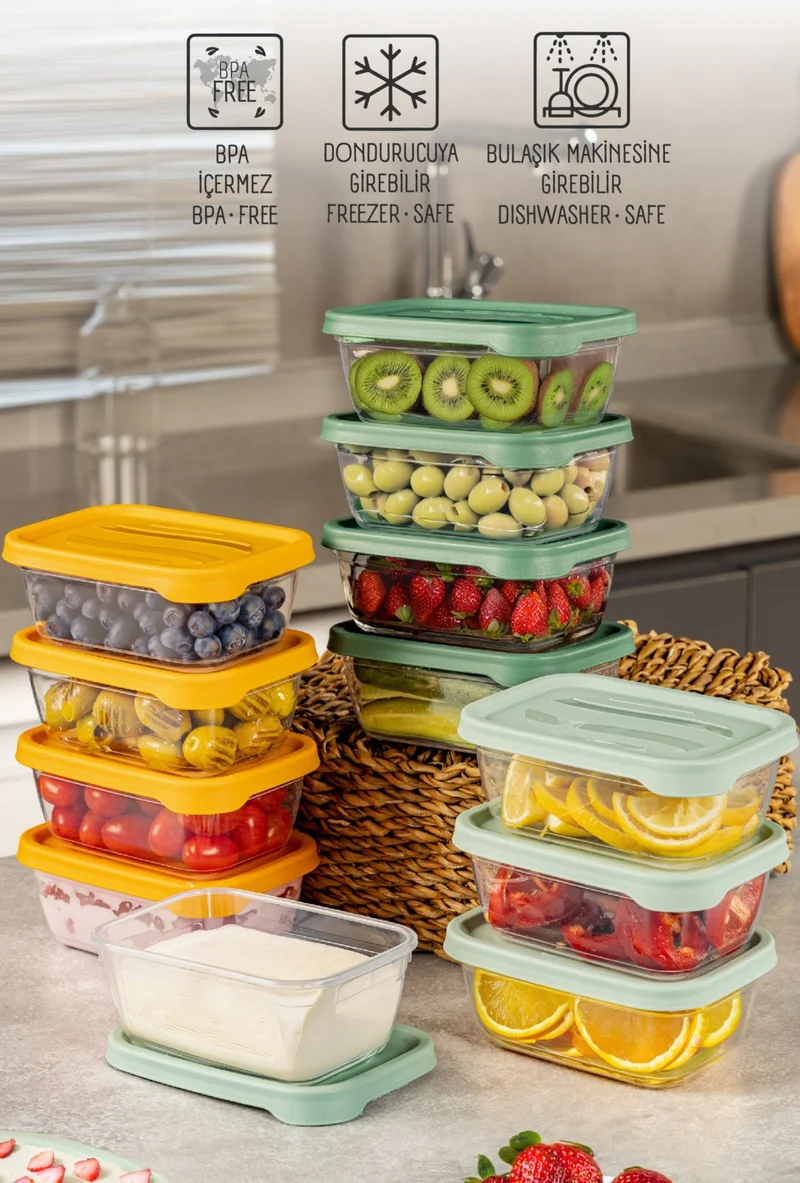 فينيف 12 400 ml Bono Rectangular Storage Container Set Colored