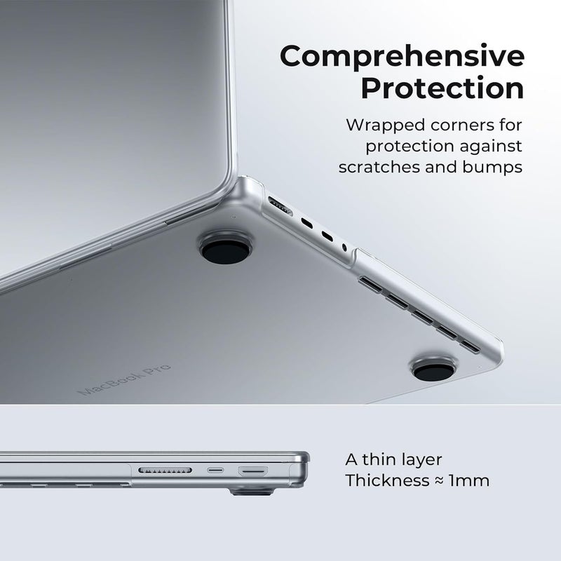 إيوكو حافظة EooCoo متوافقة مع MacBook Pro 14 بوصة M5 A3426 A3427 A3434 2026 و2025-2021، M4 A3112 A3185 A3401 M3 A2918 A2992 M2 A2779 M1 A2442 Pro Max، فائقة النحافة شفافة، غطاء صلب - شفاف غير لامع - Image 3