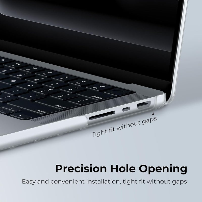 إيوكو حافظة EooCoo متوافقة مع MacBook Pro 14 بوصة M5 A3426 A3427 A3434 2026 و2025-2021، M4 A3112 A3185 A3401 M3 A2918 A2992 M2 A2779 M1 A2442 Pro Max، فائقة النحافة شفافة، غطاء صلب - شفاف غير لامع - Image 5
