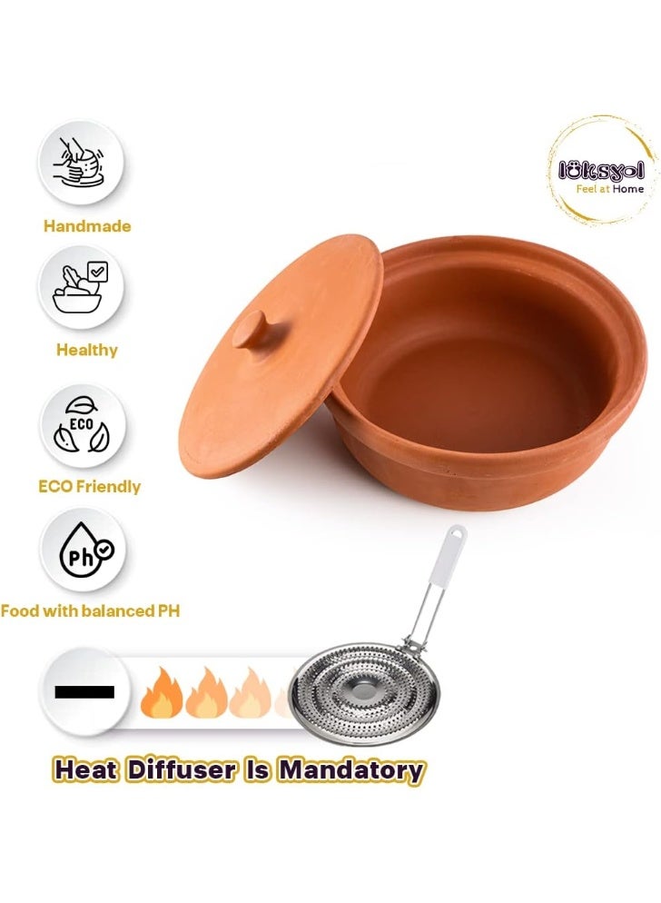 luksYol LuksYol Handmade Natural Clay Bowls for Cooking & Serving – Turkish Oven Safe Earthenware – Unglazed & Eco-Friendly – Perfect for Side Dishes, Sauces, Nuts, Appetizers – Available in Sizes D24×L10, D27×L12.5, D29×L14, D30×L9.5 – Ideal for Healthy, Tasty Meals – Microwave & Dishwasher Safe – Durable, Chip-Resistant, BPA-Free – Artisan Crafted in Turkey – Bring Rustic Charm & Flavor to Your Kitchen – Gift-Ready for Weddings, Housewarmings, Food Enthusiasts & Eco-Conscious Cooks – LuksYol Premium Heritage Cookware  - Image 2