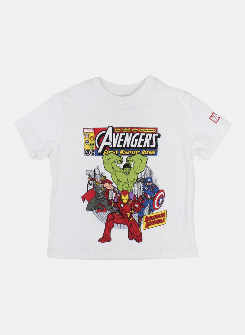 MTG Boys Polyester Short-Sleeved T-Shirt – Aqua with Marvel All-Over Print - Image 1