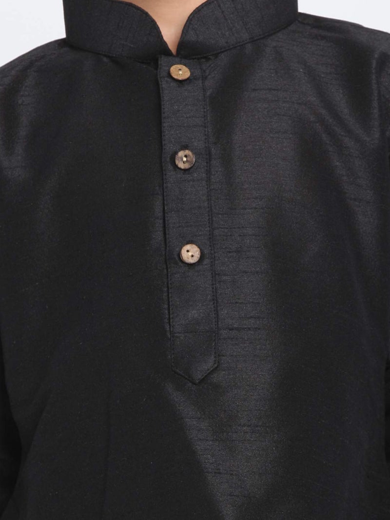 JBN Creation Boys' Black and Rose Gold Silk Blend Kurta and Dhoti Pant Set (VASBUK001BLnCDRG, for 3-4 Years) - Image 3