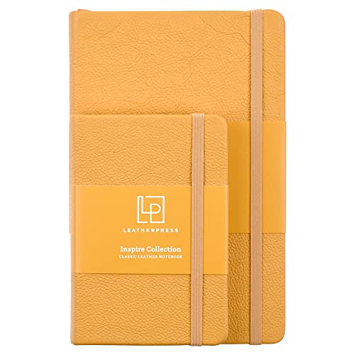 Leatherpress Classic Leather Notebook Writing Journal, Hardcover, Elastic Closure Narrow Ruled Pages, Inspire Collection - Image 4