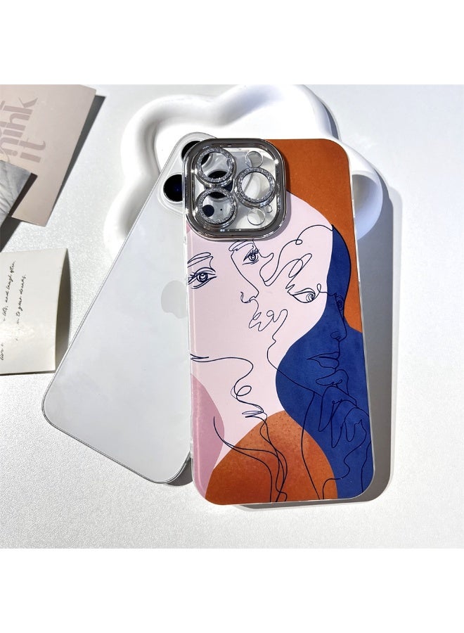 NIBEMINENT Artistic Color Block Human Face Protective TPU Case Cover For iPhone 14 Pro Max Clear - Image 2