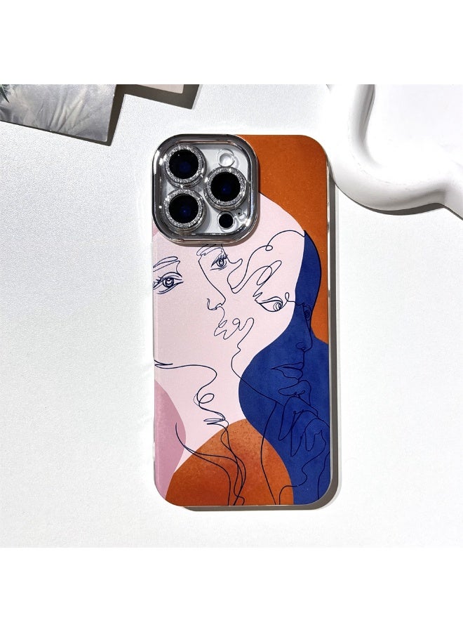NIBEMINENT Artistic Color Block Human Face Protective TPU Case Cover For iPhone 14 Pro Max Clear - Image 1