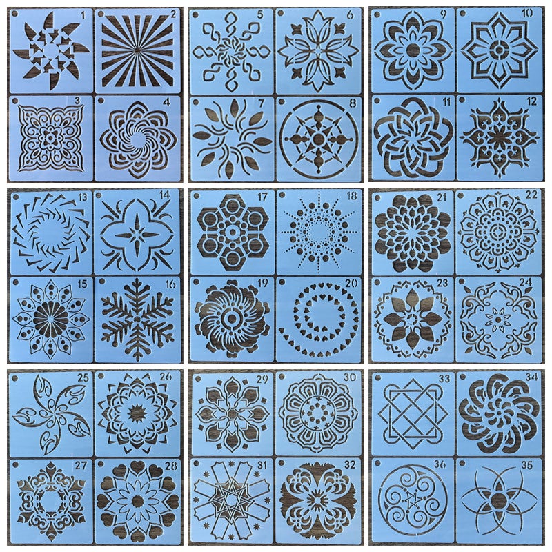 Mandala Painting Template Mandala Pet Hollow Template Wall Stone Diy Decorative Spray Paint - Image 3
