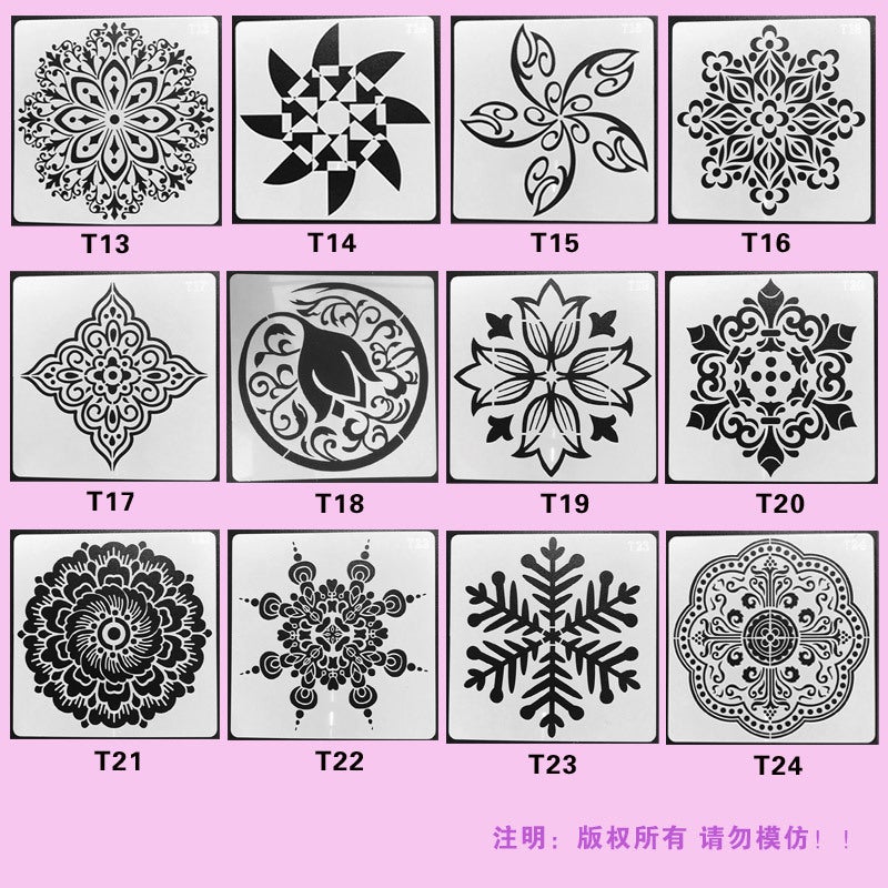 Mandala Painting Template Mandala Pet Hollow Template Wall Stone Diy Decorative Spray Paint - Image 1