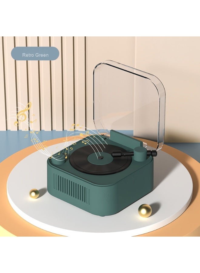 NIBEMINENT Retro Turntable Wireless Bluetooth Speaker Portable Card Mini Record Player Desktop Creative Decoration  - Image 1