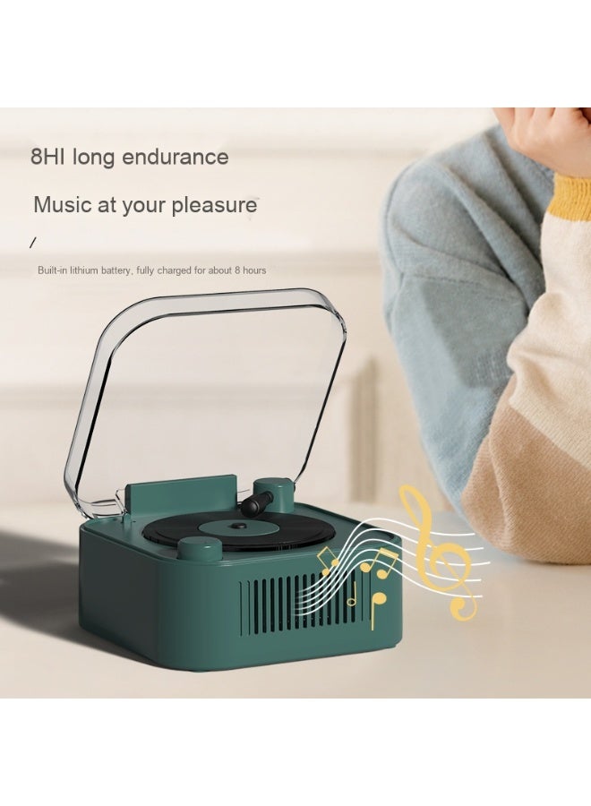 NIBEMINENT Retro Turntable Wireless Bluetooth Speaker Portable Card Mini Record Player Desktop Creative Decoration  - Image 2