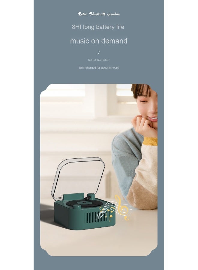 NIBEMINENT Retro Turntable Wireless Bluetooth Speaker Portable Card Mini Record Player Desktop Creative Decoration  - Image 3