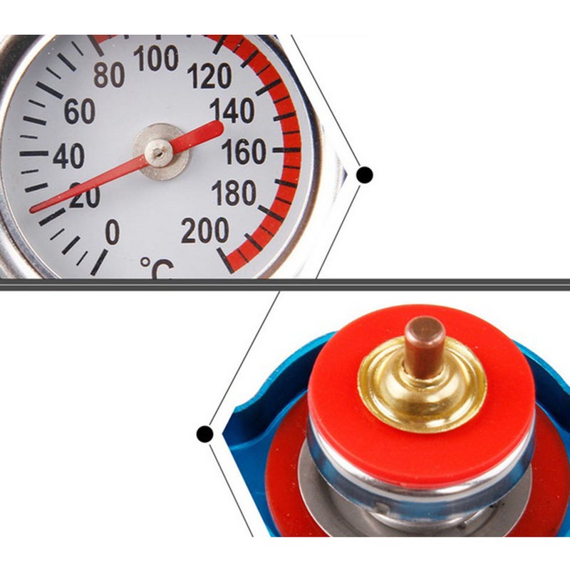 Car Water Cover with Water Temperature Gauge Radiator - 1.1 Small - Image 2
