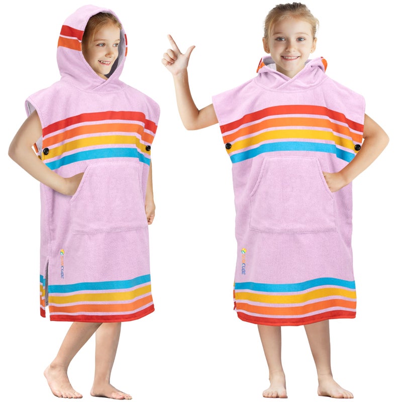 SUN CUBE Kids Changing Robe Surf Poncho Kids Beach Towels Hooded Towel For Toddler Bath Pool Microfiber Quick Dry Wearable Towel Poncho with Hood Swim Towel for Boys Girls 37 Years Sunset Purple