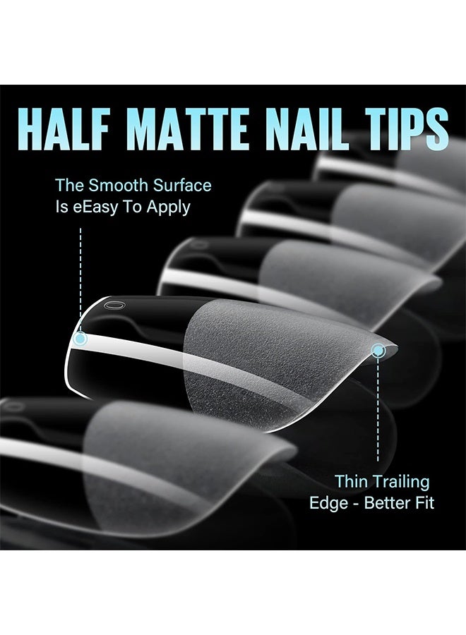 Generic 550Pcs Coffin Soft Gel Nail Tips, Short Coffin Nails, 12 Sizes Half Matte Full Cover Acrylic Fake Nails Clear False Nail Extension for Beginner and Professional Home Salon DIY  - Image 4