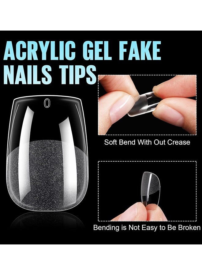 Generic 550Pcs Coffin Soft Gel Nail Tips, Short Coffin Nails, 12 Sizes Half Matte Full Cover Acrylic Fake Nails Clear False Nail Extension for Beginner and Professional Home Salon DIY  - Image 3