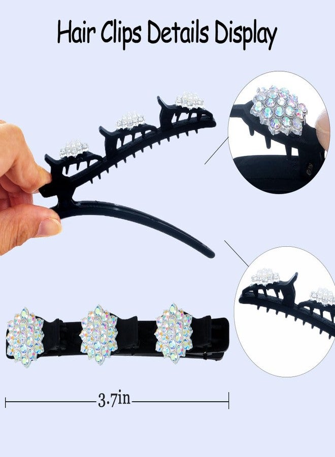 Outyua 2Pcs Sparkling Crystal Stone Braided Hair Clips for Women Colored Snowflake Rhinestone Hair Accessories Duckbill Hair Clips - Image 3