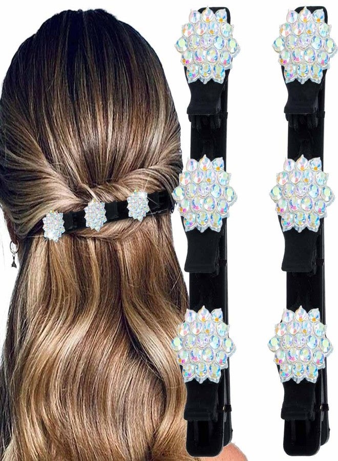 Outyua 2Pcs Sparkling Crystal Stone Braided Hair Clips for Women Colored Snowflake Rhinestone Hair Accessories Duckbill Hair Clips - Image 1