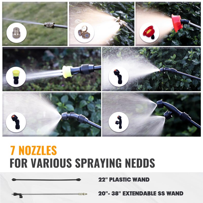Mayoki 3Gallon Lawn Garden Sprayer Compatible with Dewalt 20V Battery, Backpack Pump Sprayer w/ 2.0Ah Battery, Translucent Water Tank, Adjustable Pressure, for Spraying Plants, Watering, Weeds, Cleaning - Image 3