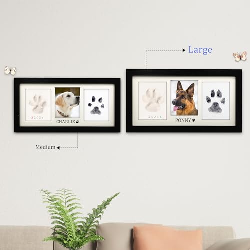 MYPAWLETS Extra Large Paw Print Frame Kit,Dog/Cat Paw Print Kit,Soft Pawprint Clay&Clean Touch Ink Pad,Pet Paw Print Impression Kit with Customization Tool,Wooden Pet Memorial Frame-Black - Image 3