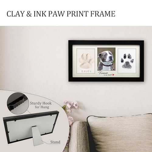 MYPAWLETS Extra Large Paw Print Frame Kit,Dog/Cat Paw Print Kit,Soft Pawprint Clay&Clean Touch Ink Pad,Pet Paw Print Impression Kit with Customization Tool,Wooden Pet Memorial Frame-Black - Image 5