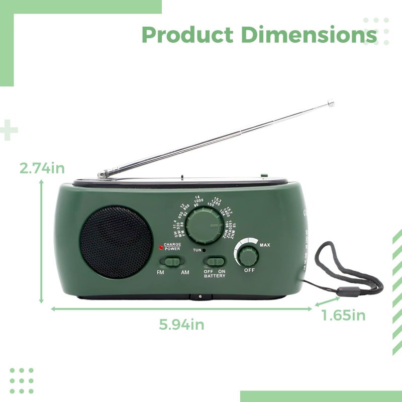 Emergency AM FM Radio Solar Hand Crank Charging with Flashlight External Power - Image 4