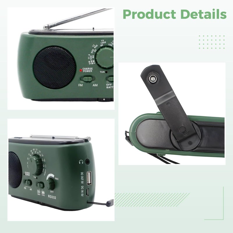 Emergency AM FM Radio Solar Hand Crank Charging with Flashlight External Power - Image 5