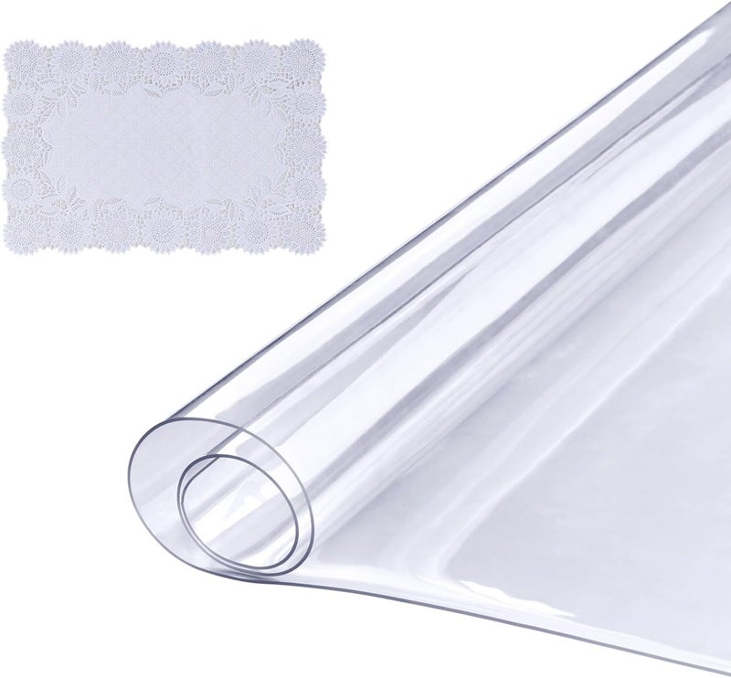 VEVOR Clear Table Cover Protector, 1.5mm Thick 36 x 72 in PVC Plastic Tablecloth, Waterproof & Oil Spill Proof, Customizable Rectangle Table Cover for Writing Desk, Coffee Table, Dining Room Table - Image 1