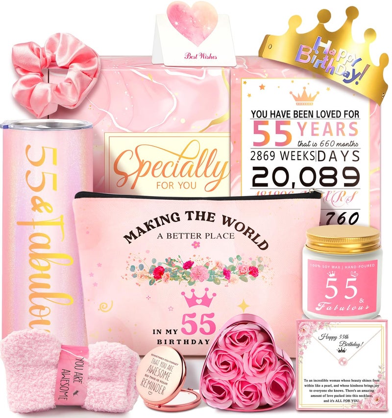 Awfrky 55th Birthday Gifts For Women Happy 55th Birthday Gifts For Her Mom Sister Wife Best Friend Turning 55 Unique Gift For 55 Year Old Woman Birthday Funny Birthday Decorations Gift Ideas - Image 2