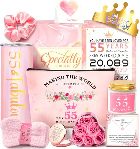 Awfrky 55th Birthday Gifts For Women Happy 55th Birthday Gifts For Her Mom Sister Wife Best Friend Turning 55 Unique Gift For 55 Year Old Woman Birthday Funny Birthday Decorations Gift Ideas - Image 1