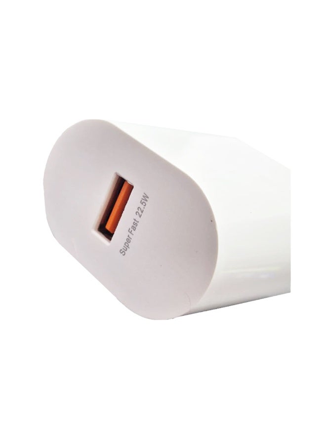 22.5W  Super fast +QC Wall Charger DC-220 , MI.HW Super Fast Charger with Turbo Power, Overheat Protection & USB to Type-C Cable , Compact Design, Stable Output for Android and USB-C Devices - White - Image 5
