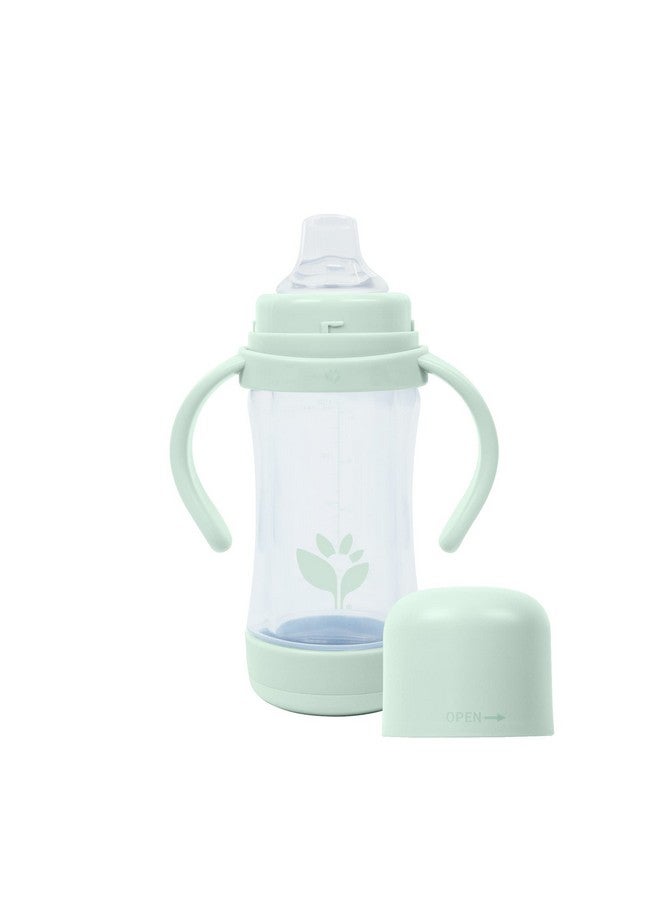 جرين سبراوتس أكواب الشرب والشفط الزجاجية من جرين سبراوتس®، سعة 5 أونصات، للأطفال من عمر 6 أشهر فما فوق، مصنوعة من البلاستيك النباتي، وسيليكون معالج بالبلاتين، آمنة للاستخدام في غسالة الأطباق، تنمو مع الطفل، مختبرة من حيث الهرمونات، سعة 5 أونصات، لون مريمية فاتح