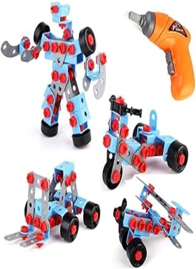 OR Construction Engineering STEM Kit, DIY Set with Electric Drill,10-in-1 Take-Apart Toy Vehicles - 280pcs -Tools Included 